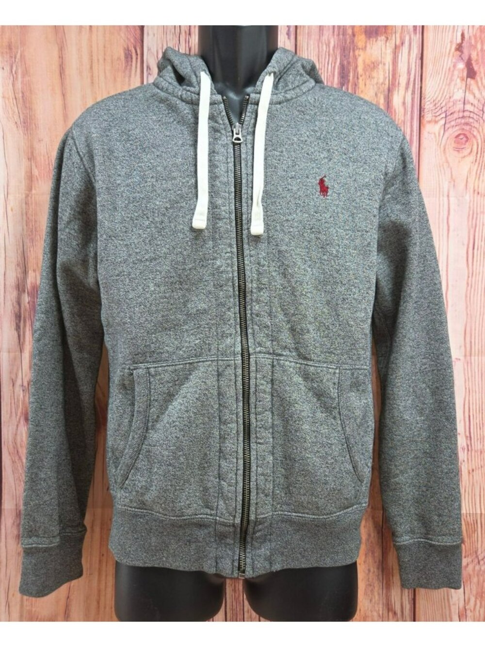 Polo Ralph Lauren Gray Full Zip Hoodie Medium Red Logo